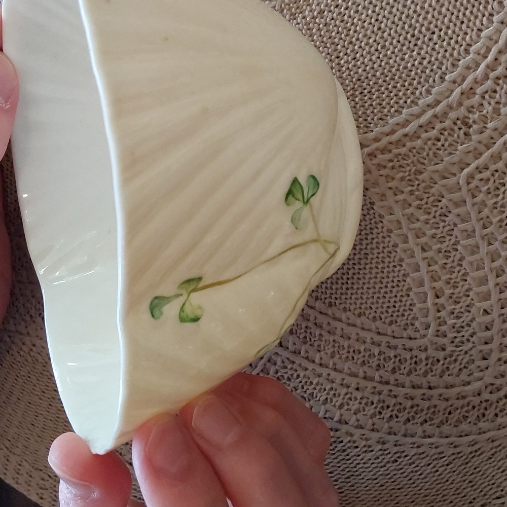 Belleek Pottery Ireland Bowl Shamrock Pattern